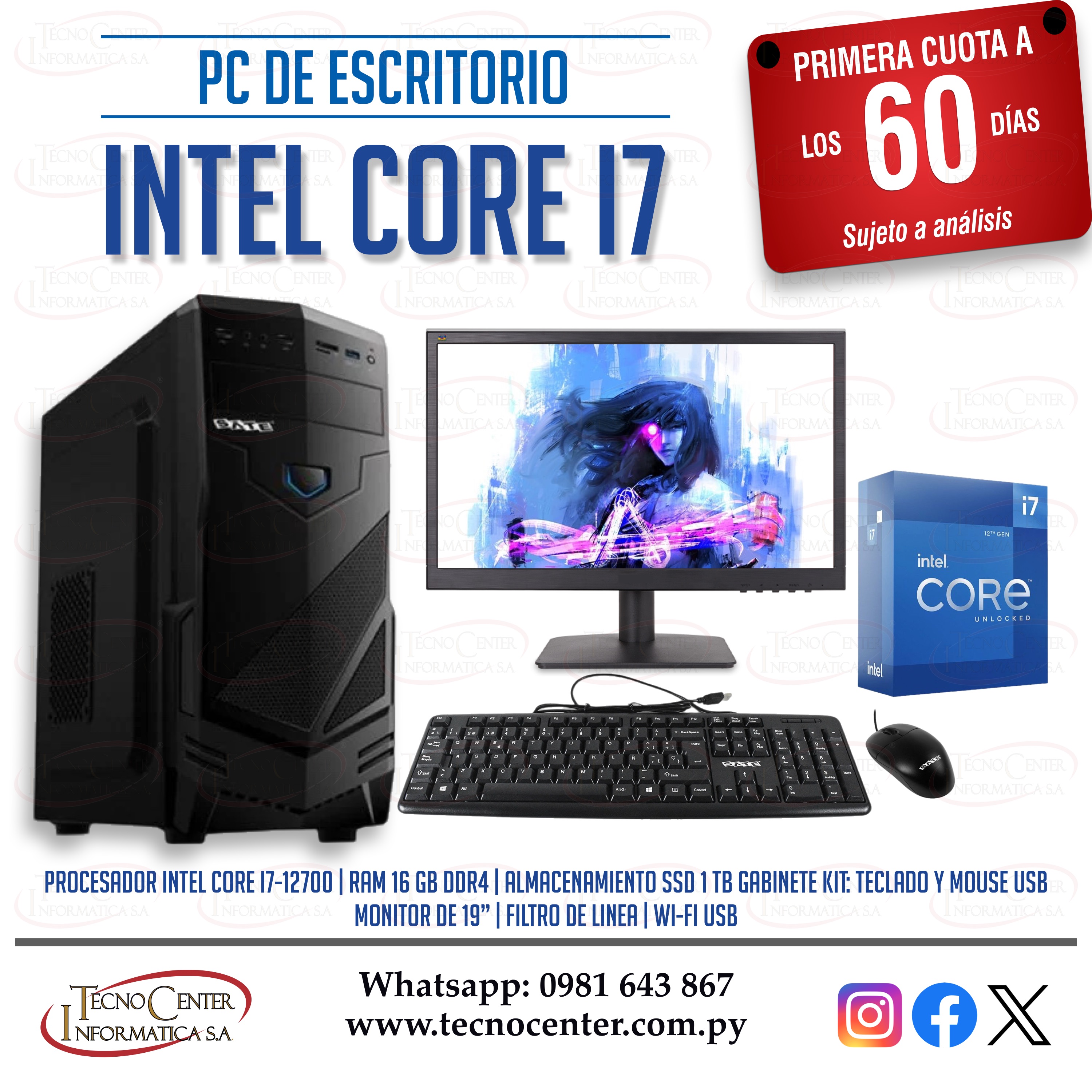 PC de Escritorio Intel Core i7 SSD 1 TB